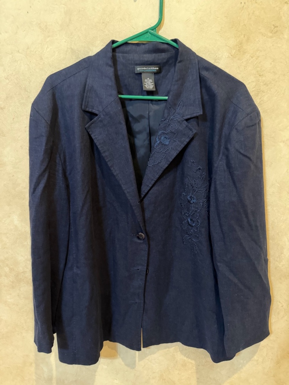 Goodclothes selections Navy Embroidered Women's Blazer size 16 spring linen